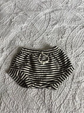 Childhoods Striped Knit Shorties in Black and White with Drawstring